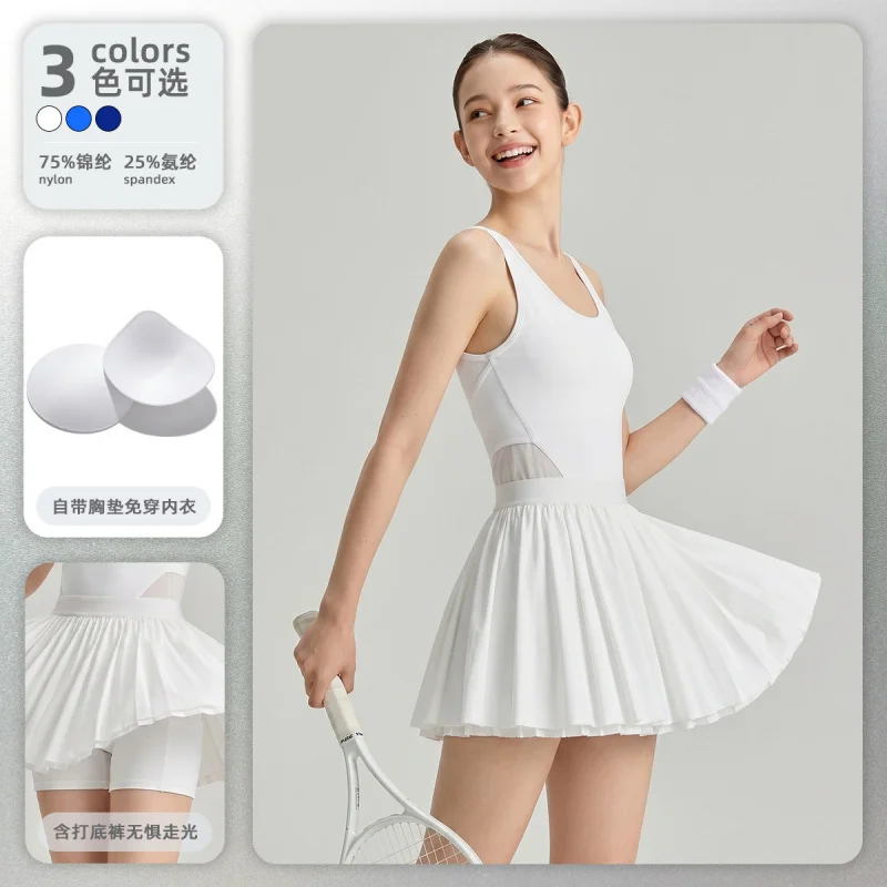 SharpStarNew Quick Dry Golf Dress with Shorts Moisture-wicking Tennis Dress Breathable Badminton Pickleball Dress with Chest Pad