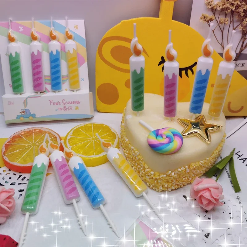 Four Seasons Wind Birthday Candle Color Cake Decoration Cute Children Proposal Cartoon Boys and Girls Years Old Smoke-free Party