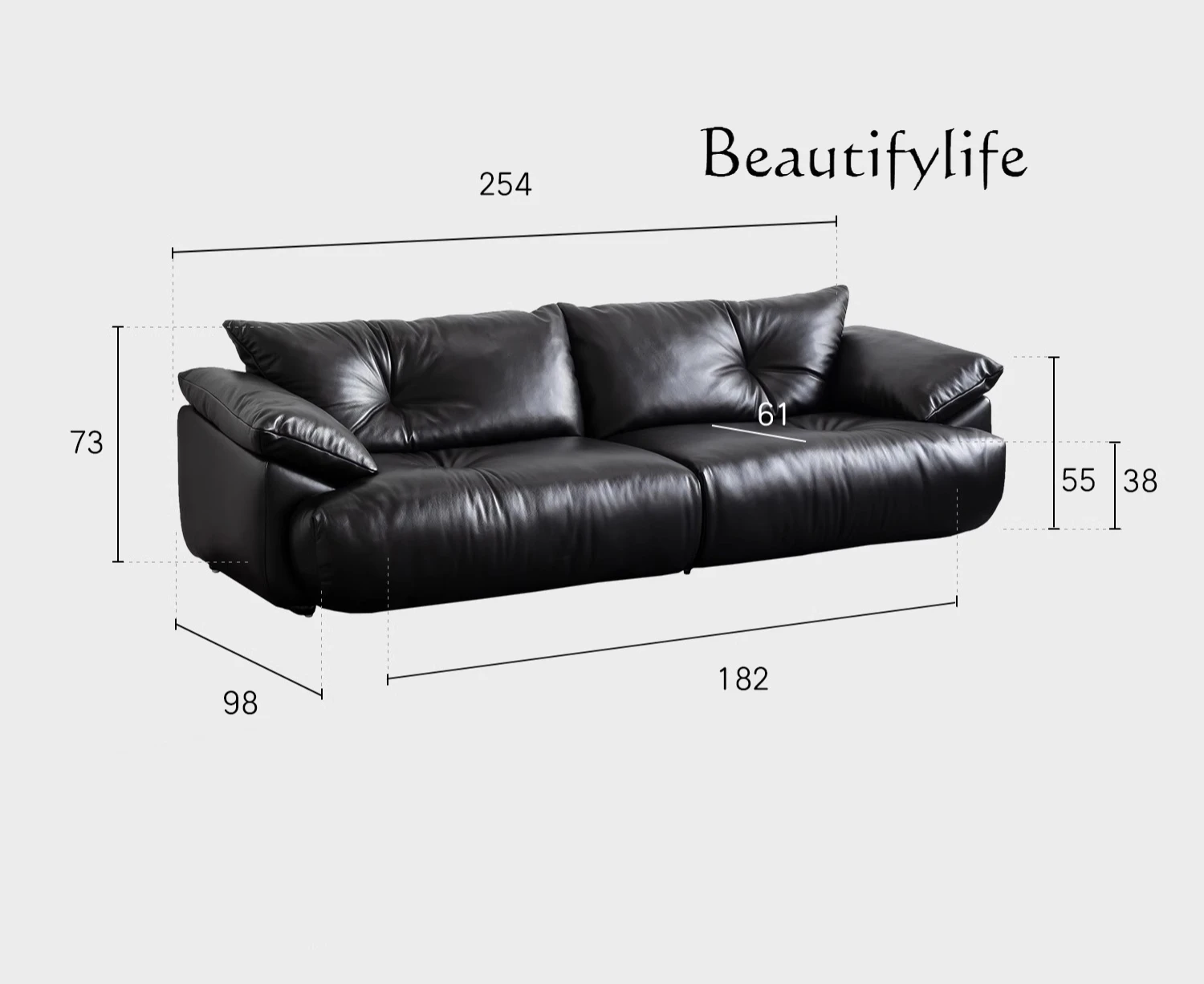 Medieval straight row leather sofa Italian family multi-person sofa