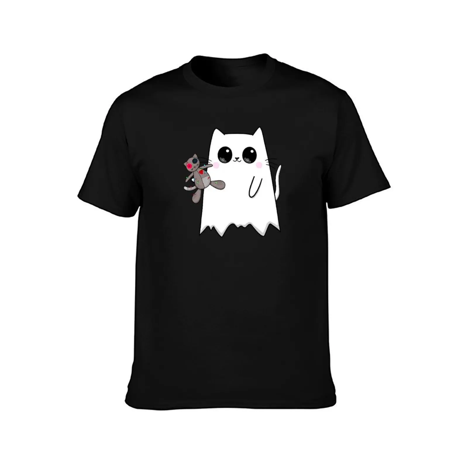Ghosty Cat with Voodoo Kitty T-Shirt Independence Day Short Sleeve T-Shirt