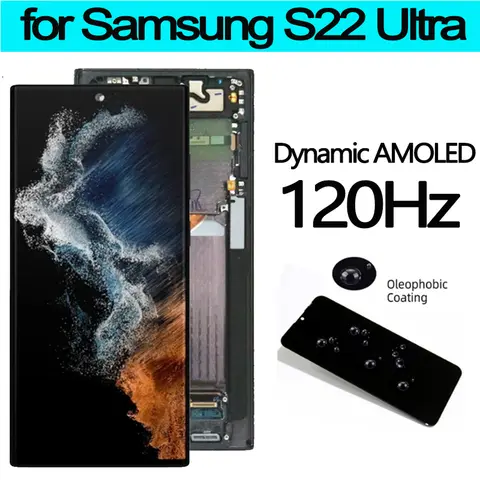 6.8'' Dynamic AMOLED Display for Samsung S22 Ultra 5G SM-S908B LCD Touch Screen Repair Parts for SM-S908B, SM-S908B/DS