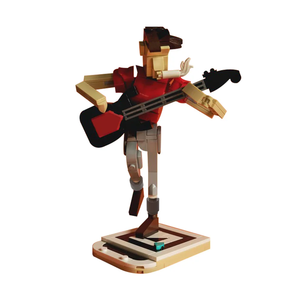 MOC Lead Guitarist Model  Building Blocks Band Play Blue Brick Jazz Club Amy Winehouses Singer Bricks Assembled Toy Kids Gift