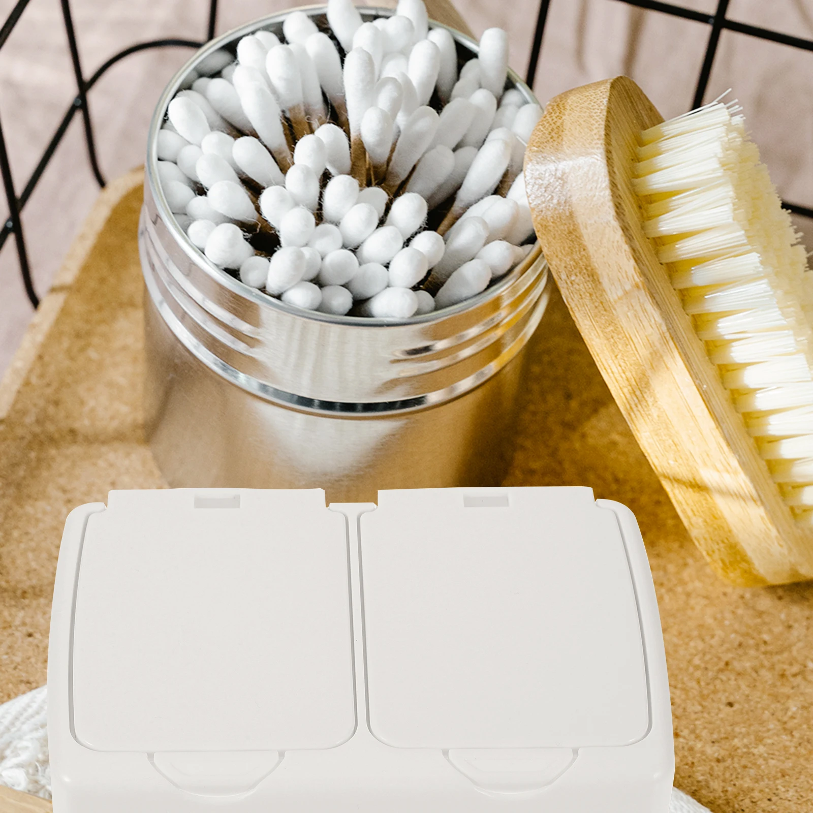 

Plastic Cotton Swab Box Lightweight Compact Storage Container for Makeup Supplies Toothpick Holder Dustproof Bedroom Office