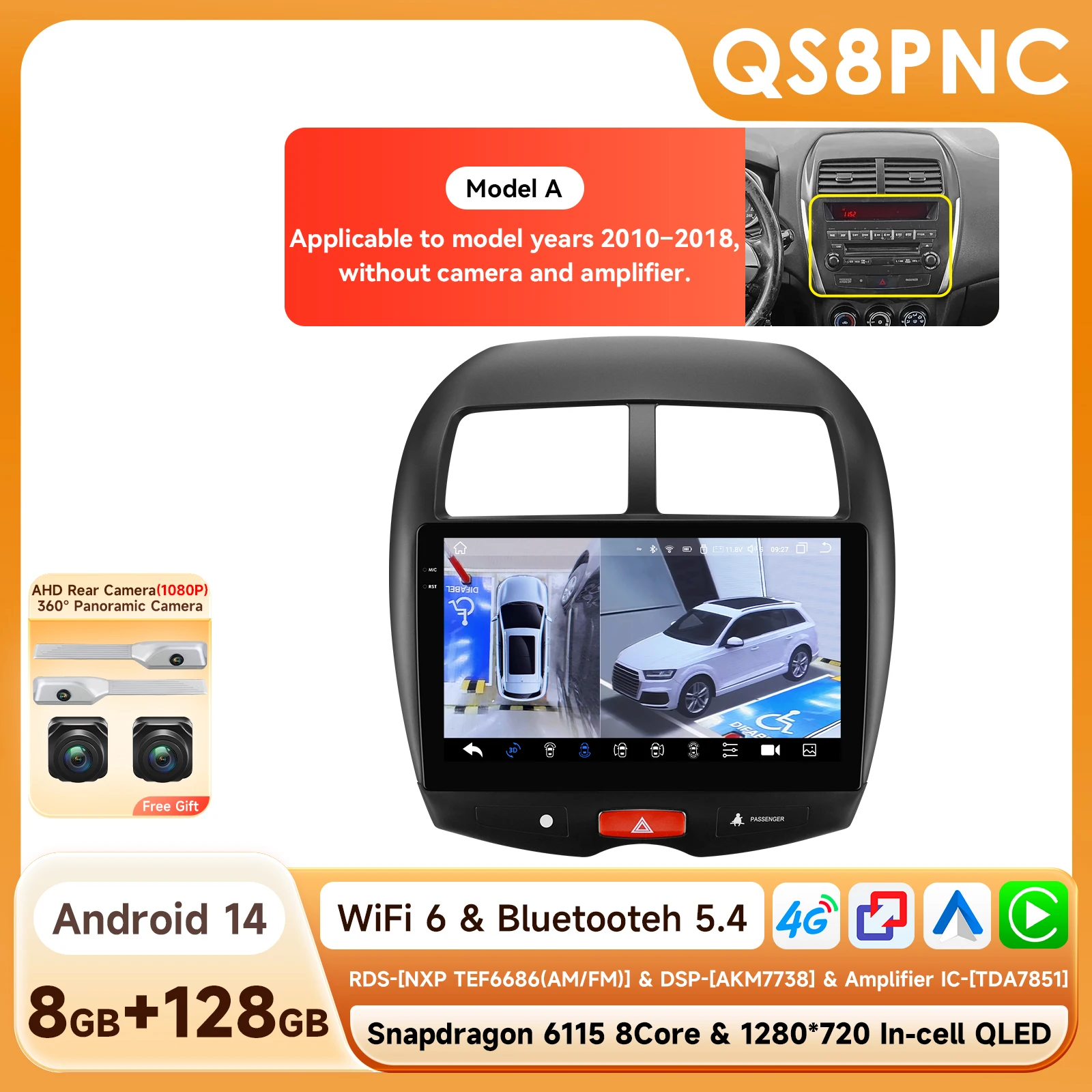 Android Auto Autoradio voor Mitsubishi ASX 1 2010 - 2018 CarPlay Multimedia Speler 2Din Intelligente systemen 360 Camera RDS WIFI