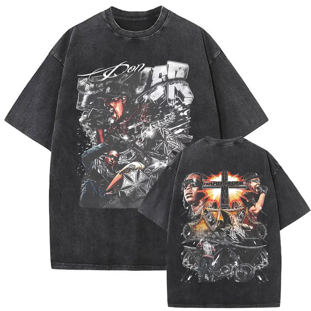 

Limited Rapper Don Toliver Hardstone Psycho Washed Vintage T Shirts Men Women Clothing Hip Hop Fashion Street Oversized T-shirts