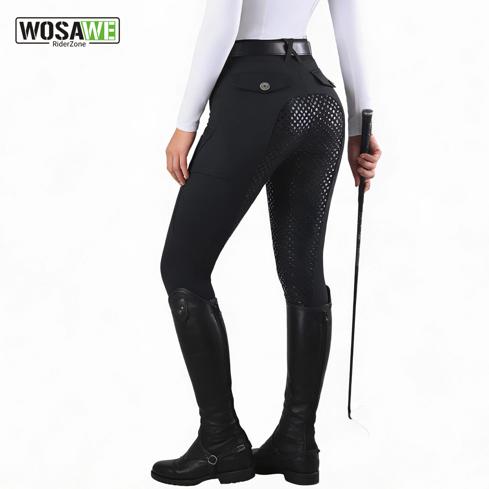 WOSAWE Women's Equestrian Pants Full Silicone Anti-Slip Horse Riding Sports Pants Elastic Quick-Dry Horseback Riding Pants