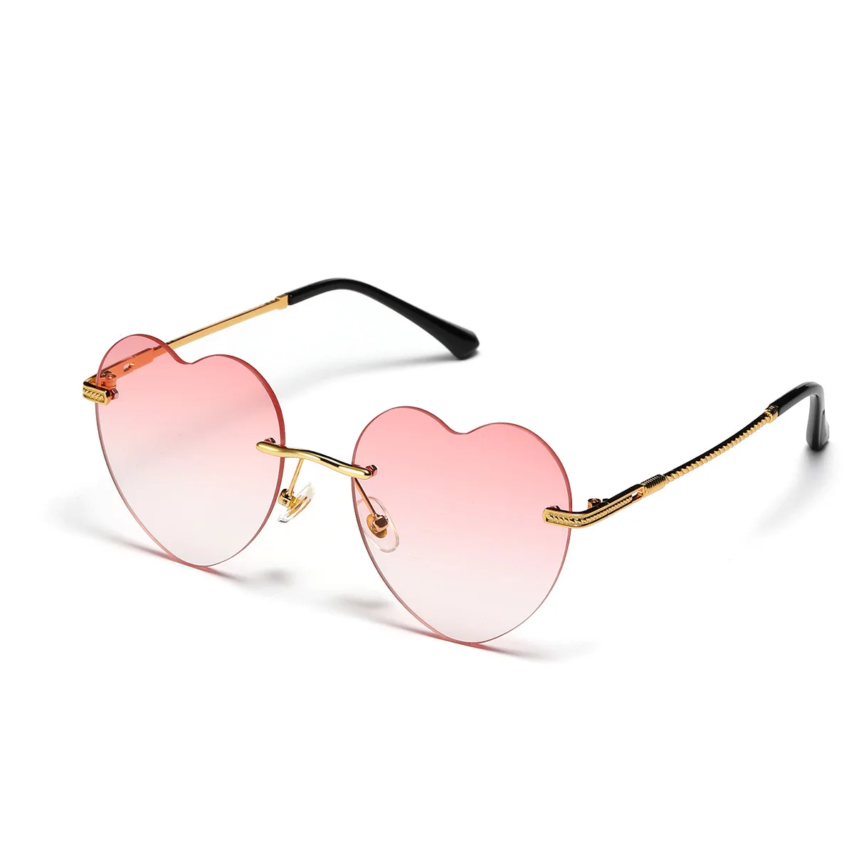 

Fashion Heart Sunglasses Women 2022 Luxury Brand Pink Lovely Rimless Sun Glasses for Girls Gradient Lens Oculos De Sol Feminino