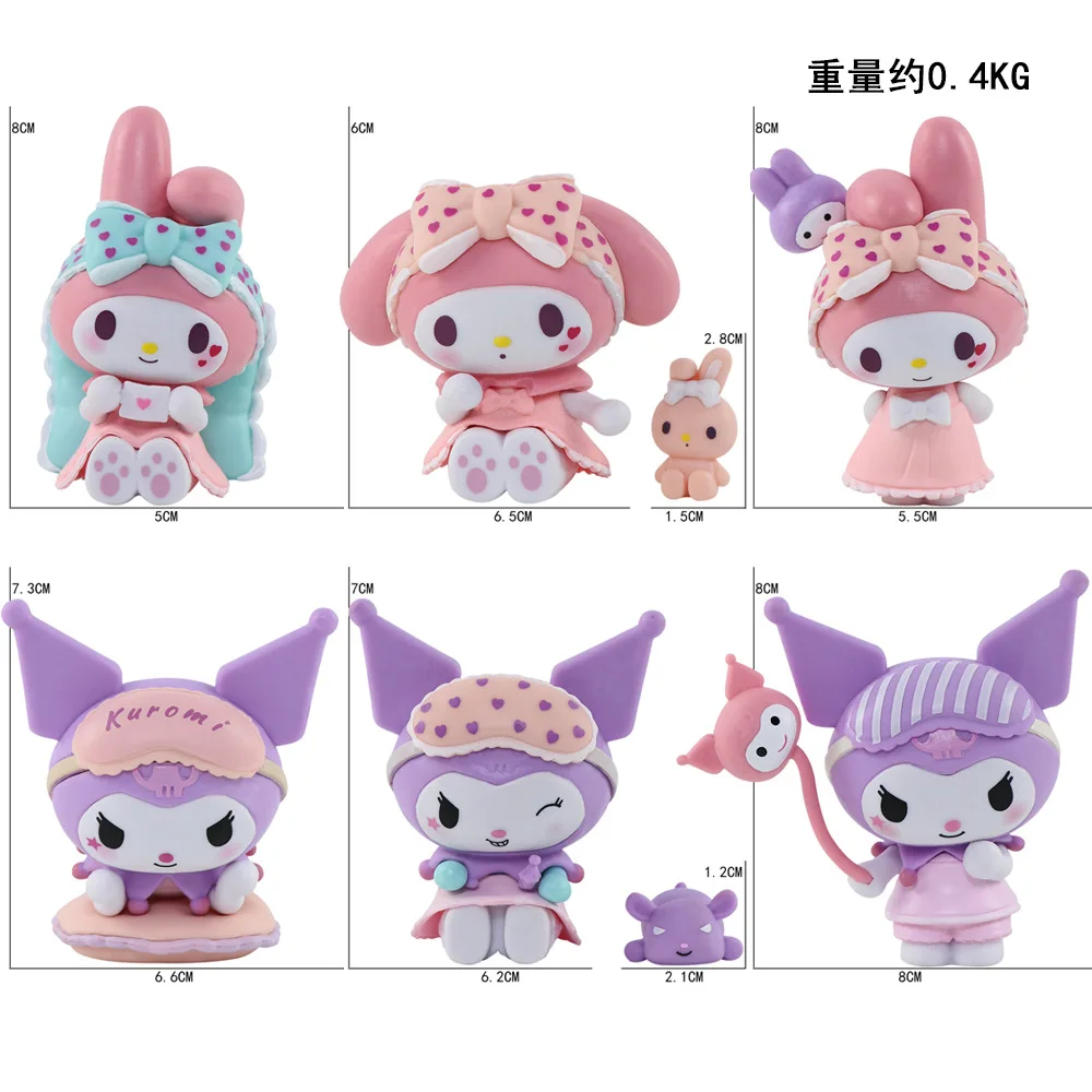 Sanrio figura ciega Kuromi My Melody figuras de juguete serie de pijamas colección, decoración del hogar para niños, regalo de Navidad