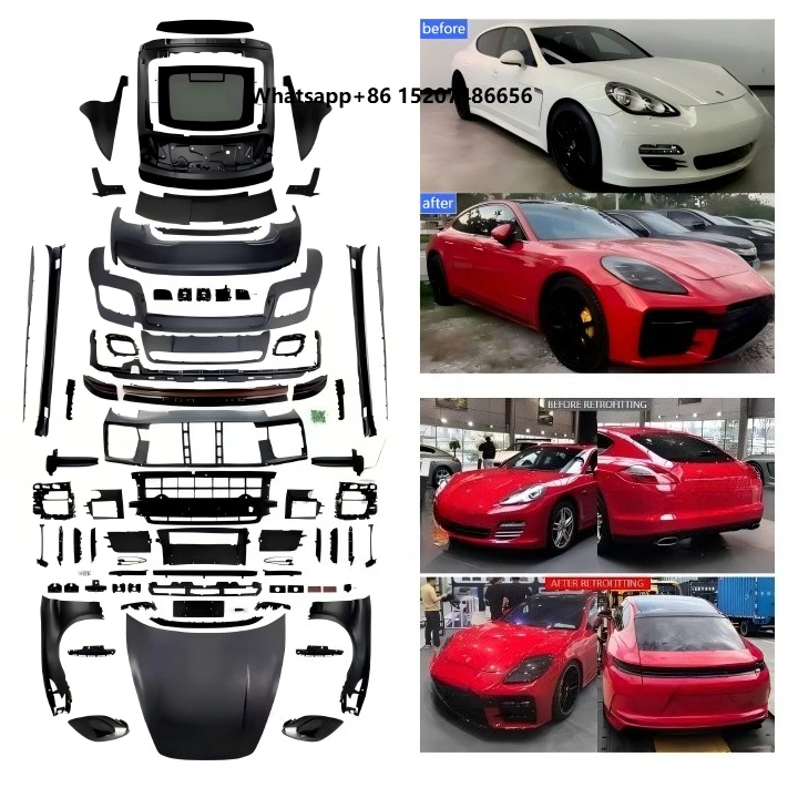 BodyKit New Front Bumper Lip with Fog Light Cut-Outs and Rear Bumper for  2009-2016 970 Car Upgrade Modified 976 GTS/SD.