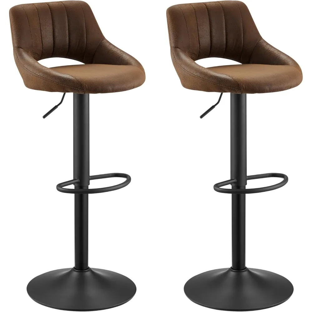回転バースツール 2 個セット、調節可能なカウンター高さのバースツール、背もたれとフットレスト付きのモダンなバーチェア、アームレス C