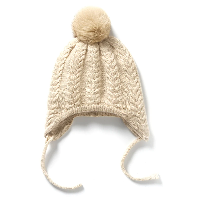 

100% Cashmere Hat Beanies For Women Winter Knit Headgears Solid Color Cap Warm Soft Thicken Hats Ear Protect Cap Skullies Bonnet