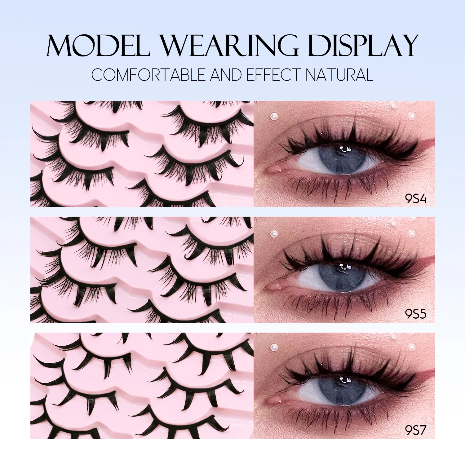 Lasvirey Cils Manga naturels et humides, faux cils 3D en vison, doux et vaporeux, boucles naturelles, extension complète pour maquillage