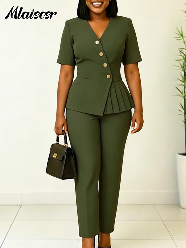 Conjunto de Calça Verde Escuro - Wide Leg Palazzo Pants avaliação e preço