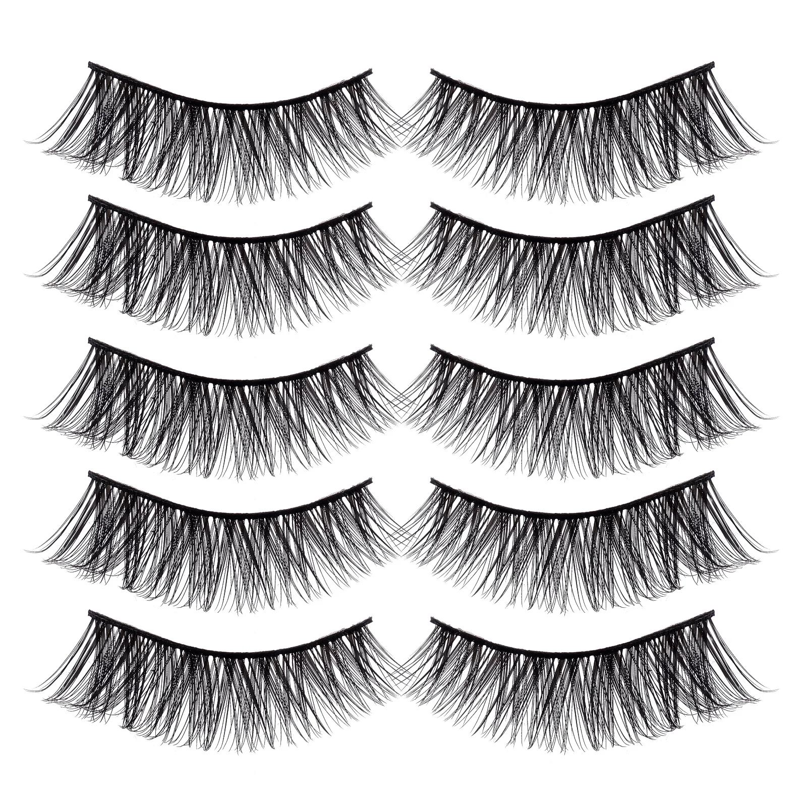 5 คู่ขนตาปลอมธรรมชาติแฮนด์เมดหนาขนตาปลอมยาวสำหรับผู้หญิงแต่งหน้าอุปกรณ์เสริมงานปาร์ตี้สวมใส่ทุกวัน