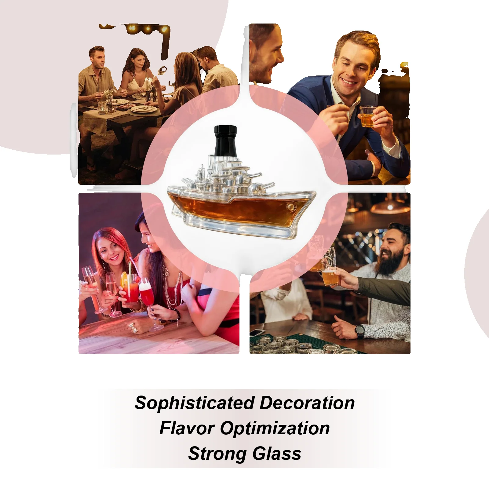 

Whiskey Bottle 350ml Warship Empty Jar Container Empty Bottles For Home Bar Birthday Holiday Gathering Business Meeting Personal