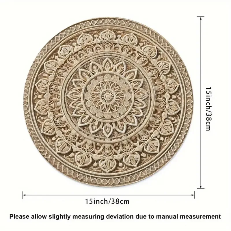 Bohemian Style Non-Slip Round Linen Placemat 2D Printed Kitchen Dining Table Mat for Parties Christmas Amiodarone Hydrochloride view 2
