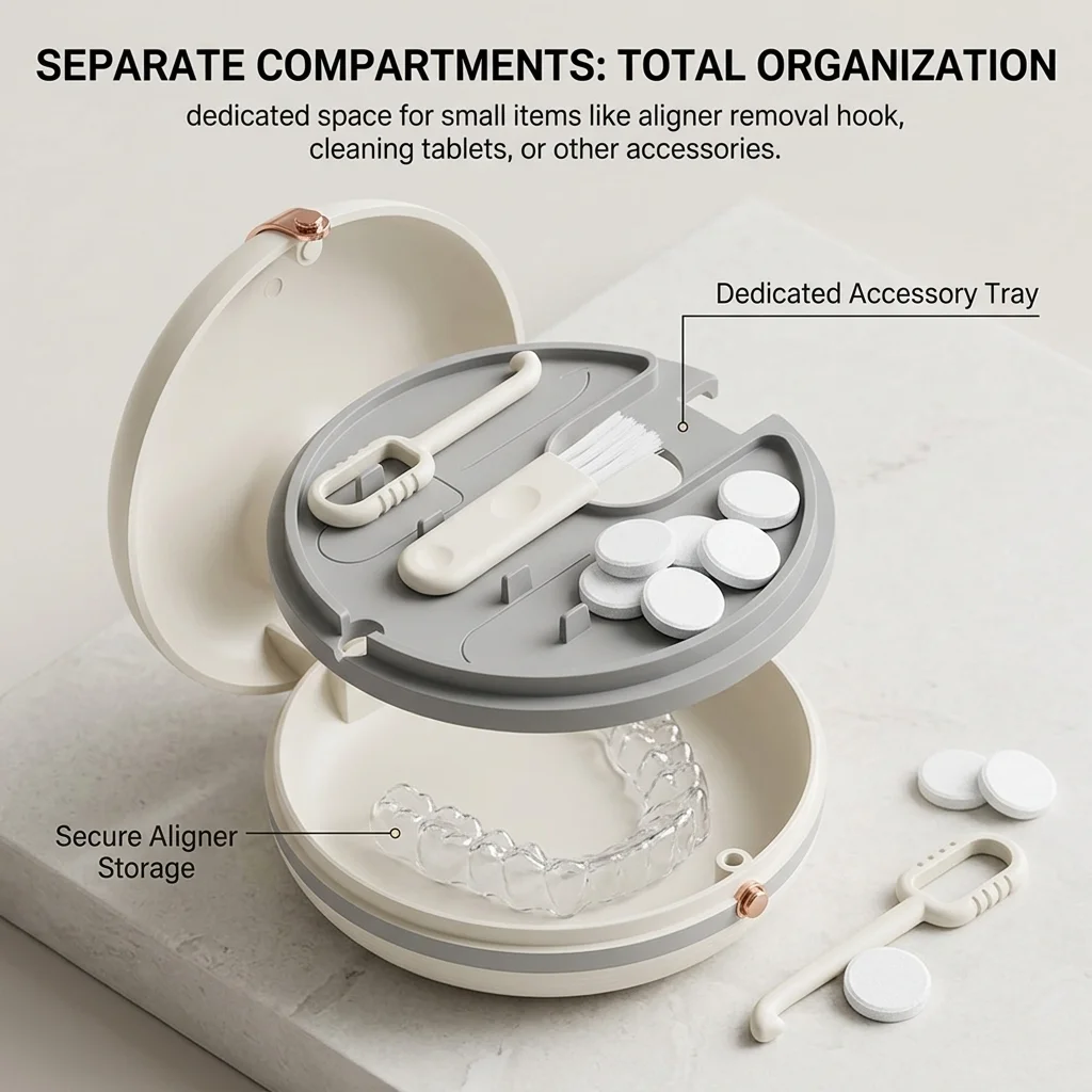 Portable Retainer Case for Girls, Small Aligner Box for Travel, Stylish Night Guard Container, Sleek Retainer Holder Compatible