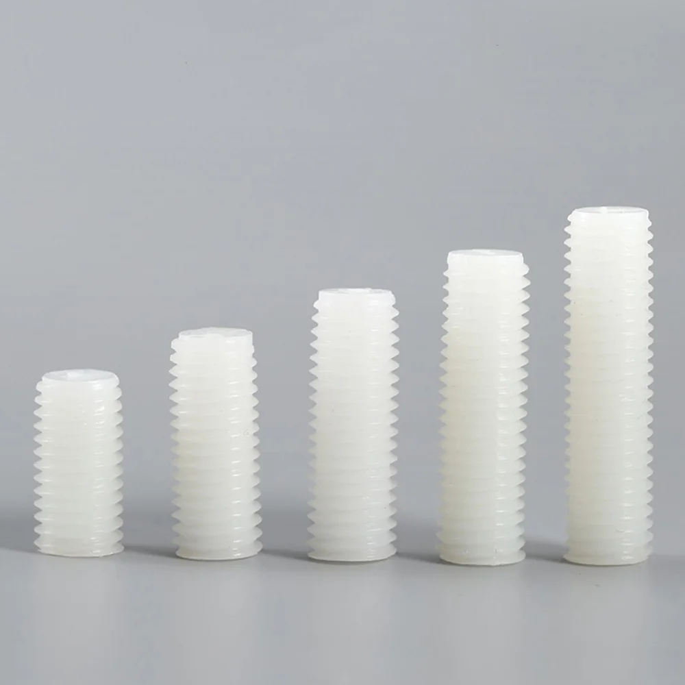 White Nylon Slotted Headless Grub Screw 20‑100Pcs M3‑M12 Plastic Expansion Bolt For Plastic Housing And Light Fixture Mounting