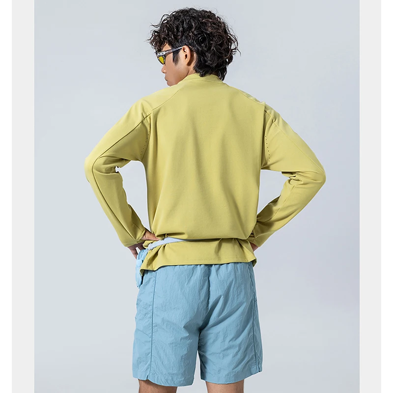 Men's Sporty Stand-Collar Long Sleeve T-Shirt - 7A Antibacterial, UPF50+ Sun Protection & Quick-Dry