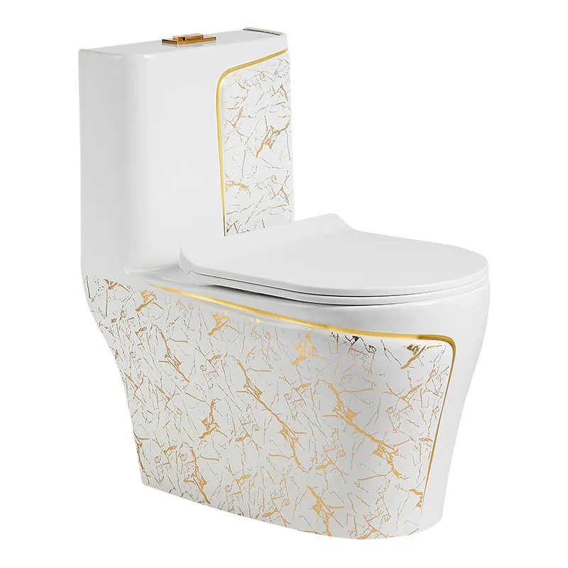 Modern Gold Line Integrated Toilet Seat with Double Flushing Ceramic Device S-Type Drainage System for Hotels Villas