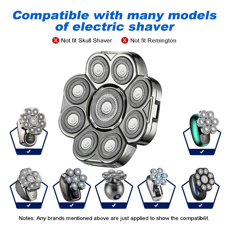 Testine di ricambio per rasoio elettrico 9D da uomo con testina a 9 lame Rasoio elettrico con testina di ricambio universale per uomo