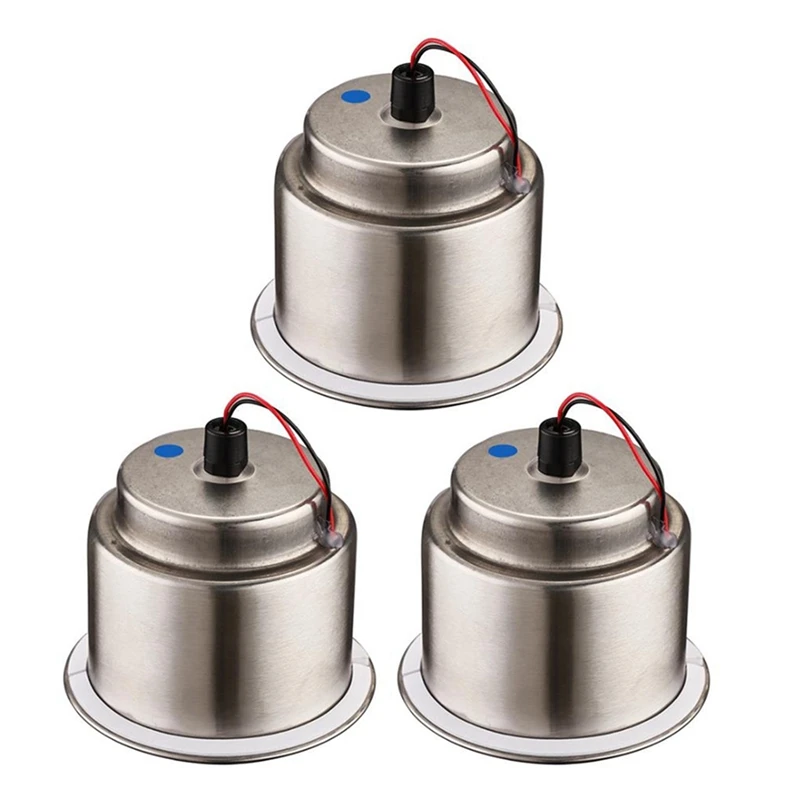 3X LED Light Drink Holder LED Recessed Stainless Steel Cup Drink Holder Cup Shape For Car Marine Boat