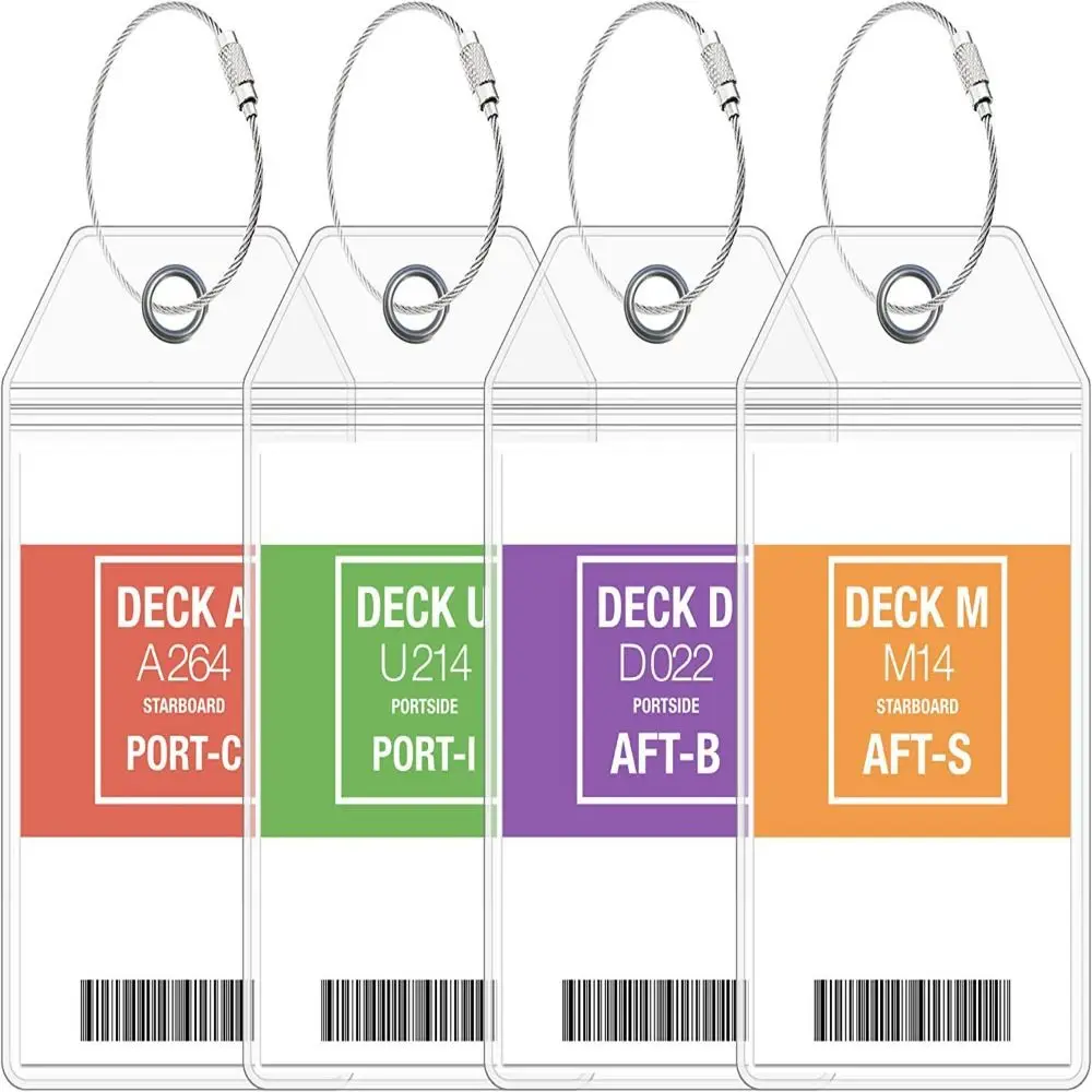 PVC Ship Ticket Card Sleeve Waterproof Cruise Luggage Tag Holders Durable Suitcase Label Holder Clear Cruise Tags Luggage Tags