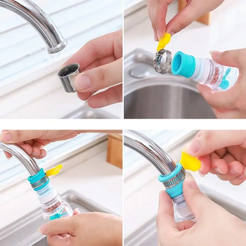 360°Rotating Faucet Nozzle Mini Tap Water Purifier Faucet Water Filter Kitchen Splash-proof Booster Shower Water Filter Tap Head