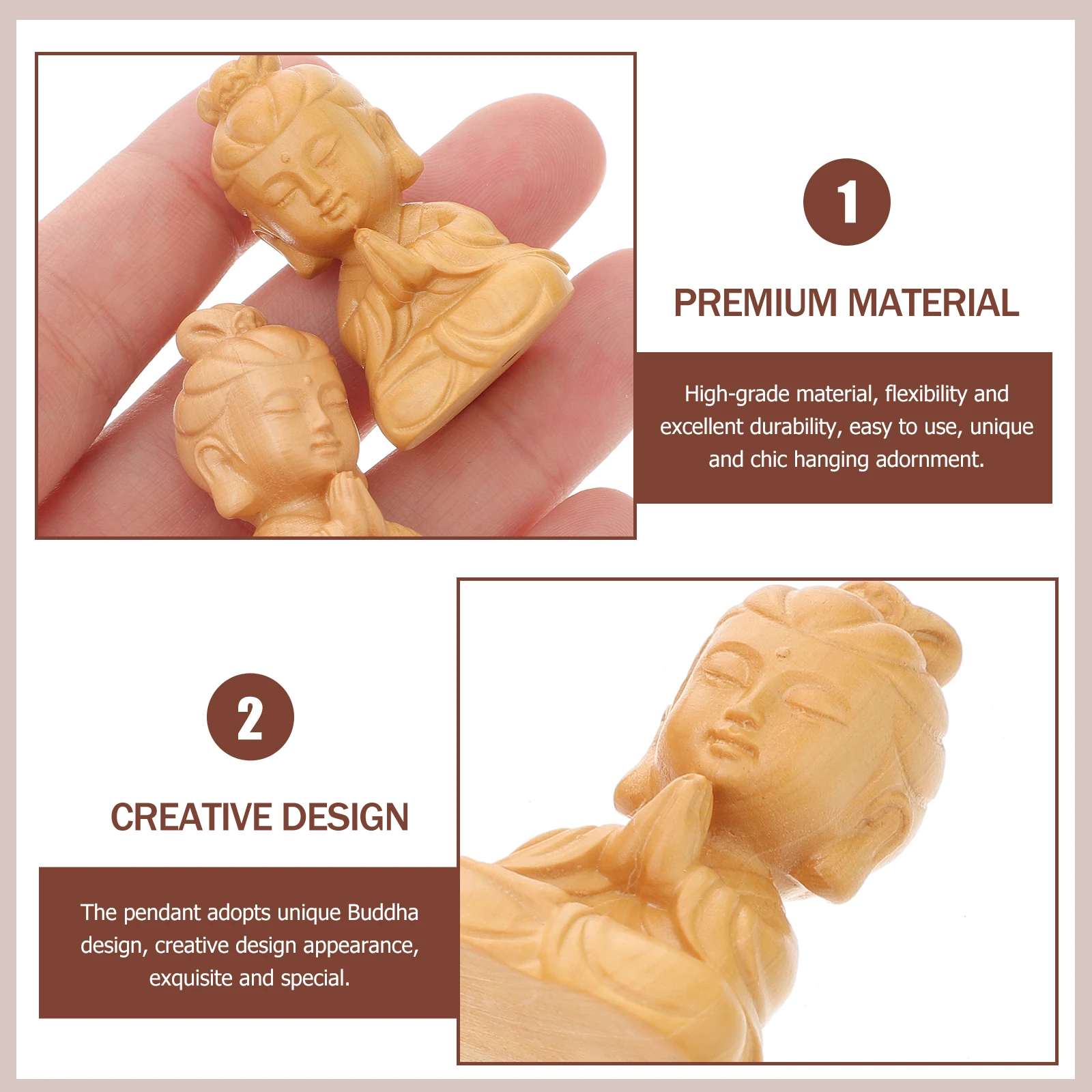 

2 Pcs Buddha Keychain Hanging Pendant Chains Decor Ornament Adornment Statue Car Keys Accessories