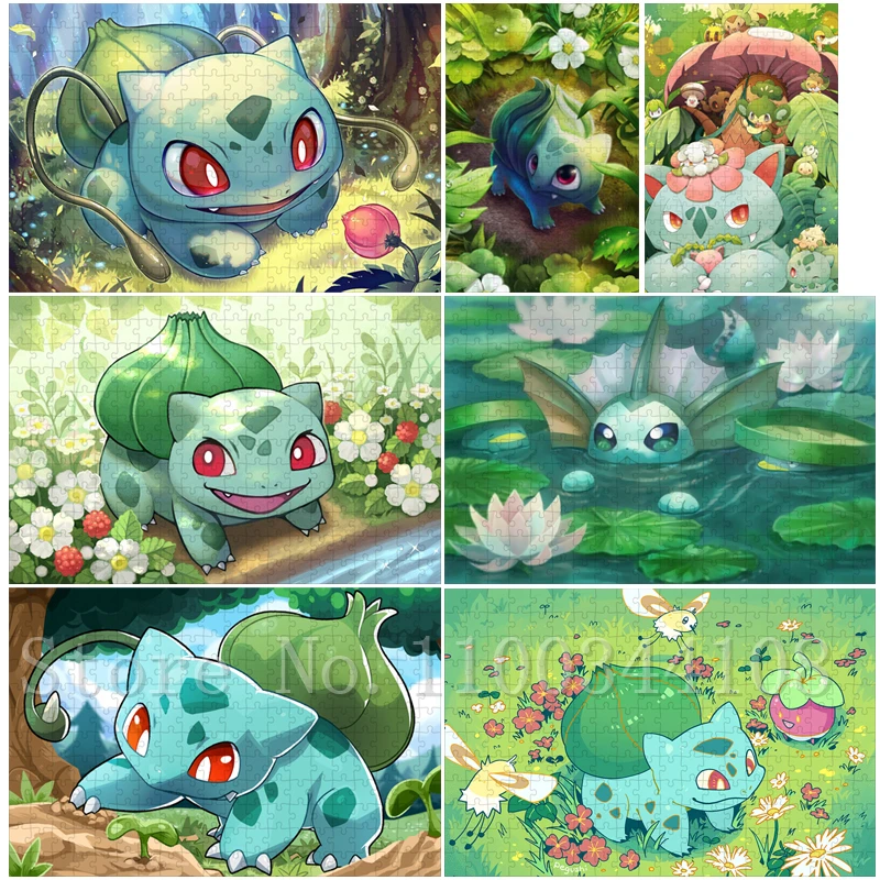 300/500/1000PCS Pokemon Game Jigsaw Puzzles Bulbasaur Ivysaur Venusaur Wooden Puzzles for Adults Decompressing Toys and Hobbies