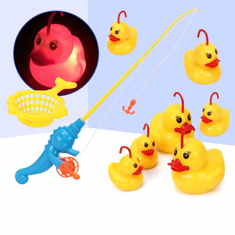 Schattig eendje inductie gloeiend visspeelgoed Nieuwe lichtgevende kindervisset Baby zomerbad Speelwaterspeelgoed