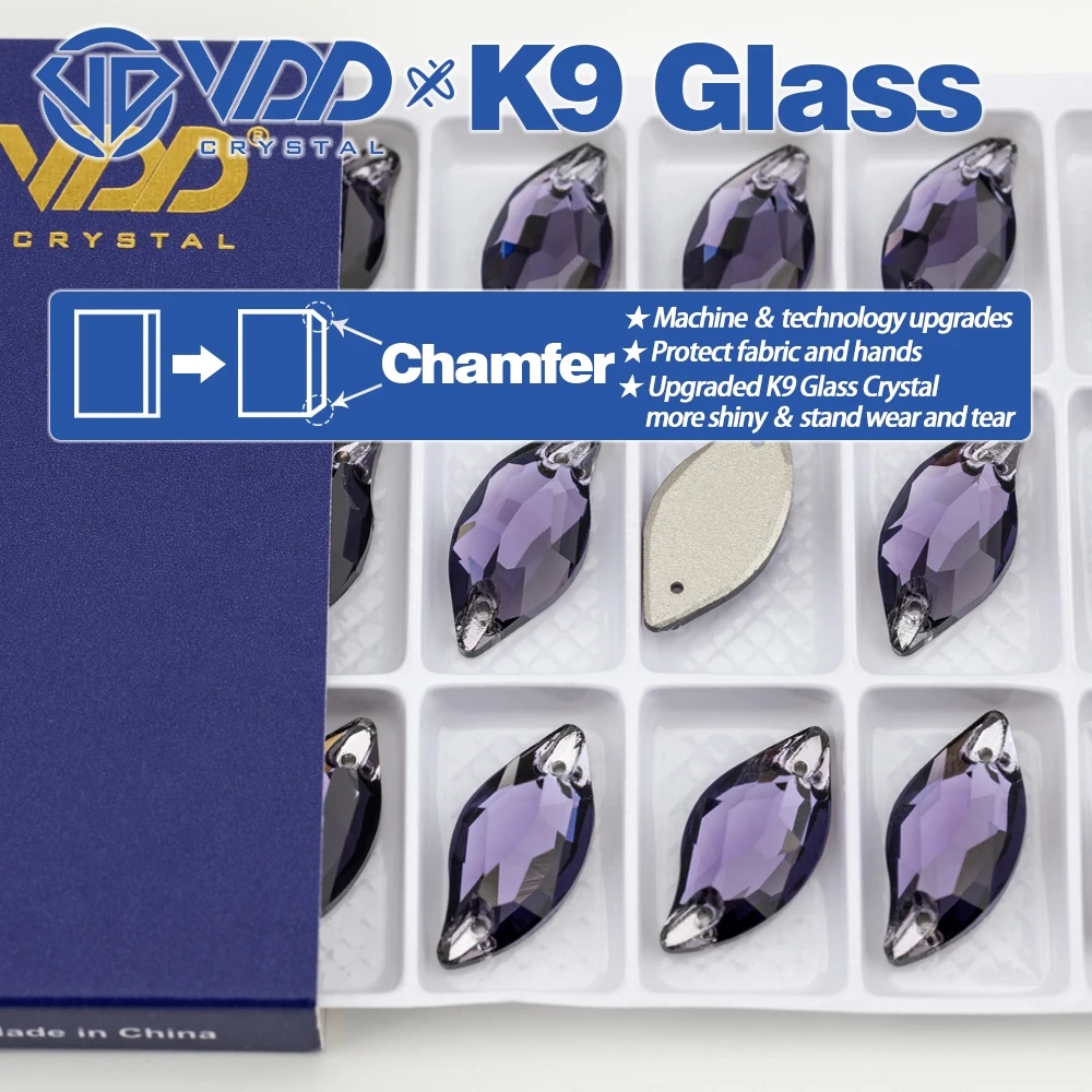 VDD S120 Tanzanit-Blatt AAAAA Top-Qualität K9-Glas aufnähbare Strasssteine, Kristall-Flachsteine zum Aufnähen für Kleidungsdekorationen – Detail 2