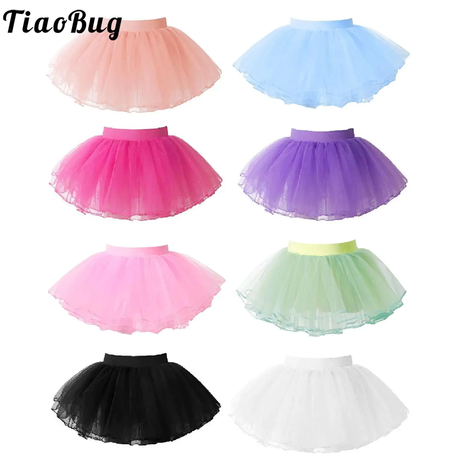 

Toddler Girls Mesh Tulle Tutu Ballet Dance Skirt Kids Basic Elastic 4 Layers Pettiskirt for Leotard Dress Practice Dancewear