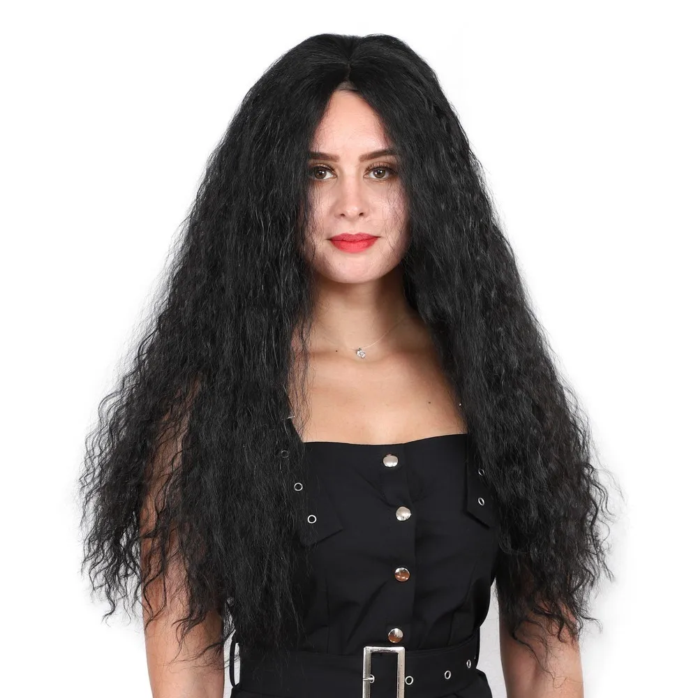 Long Curly Women's Wig Lace Front Wigs Daily Use Synthetic Fashion Natural Black Head Cover