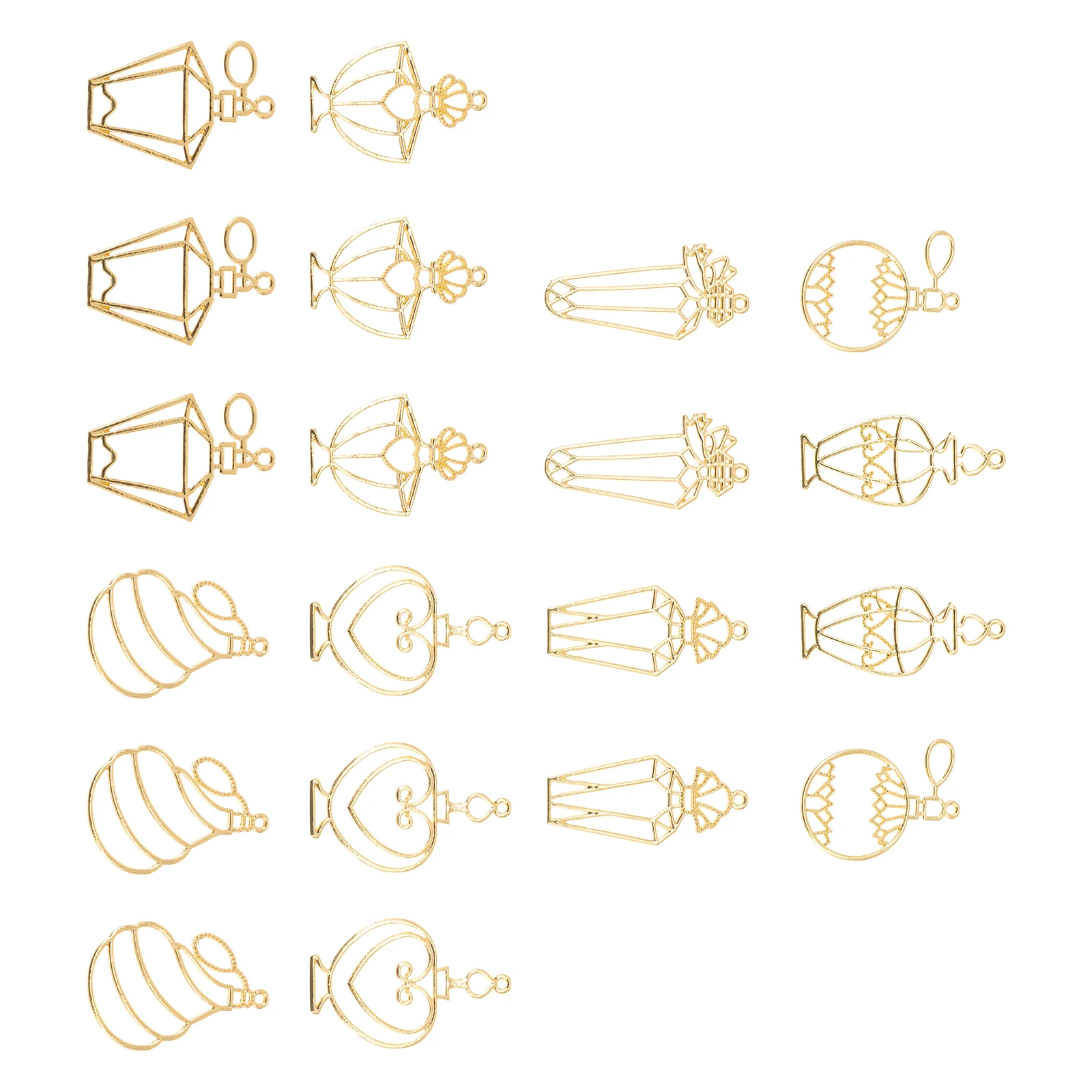 

20pcs Perfume Bottle Hollow Border Jewelry Frame DIY Pendants Zinc Alloy Hollow-out Frames for Handmade Pendant for Jewelry