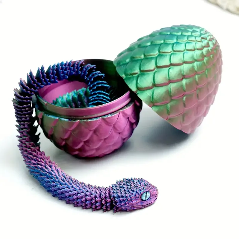 1pc 3D Printed Snake Surprise Egg Decoration, Flexible Joints, The Best Gift for 3D Printing Enthusiasts