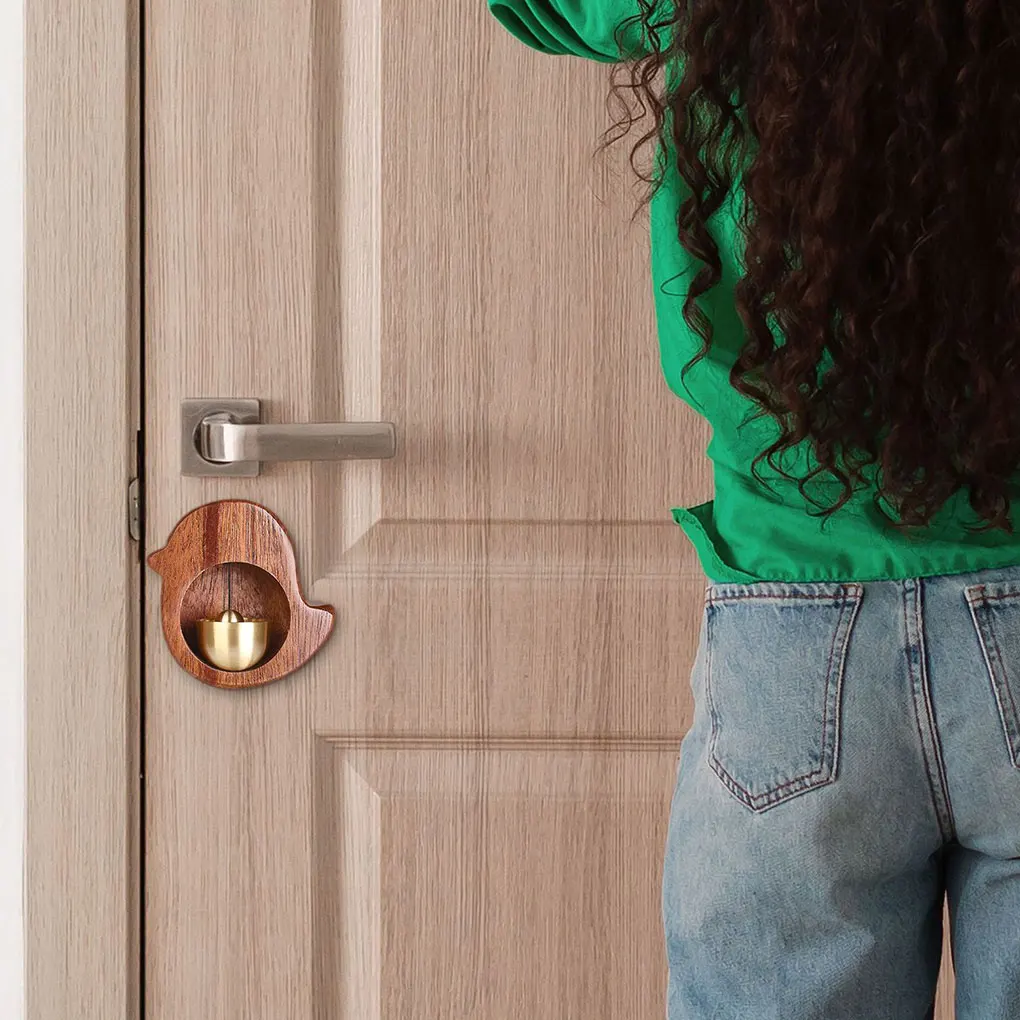 Wood Doorbell Bell Lodestone Hanging Pure Copper Opening Wind Chime Decor