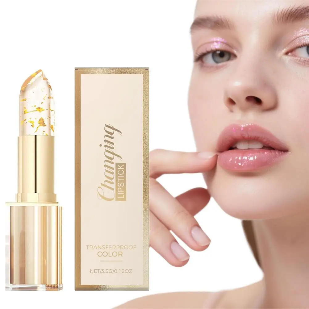 Ph Color Reacts Lip Balm with Gold Leaf - Nourishing Long Lasting Non-Greasy Lipstick, Hydrate Repair Chapped Lips for Women