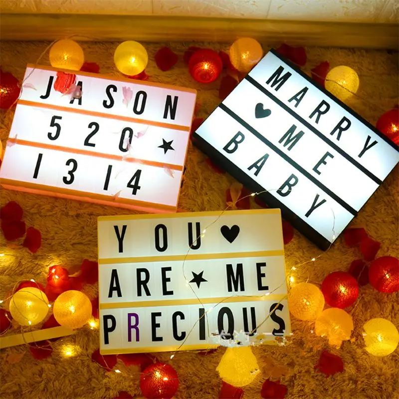 LED Light Luminous Box Letters Number Cards DIY Cinema Light Box Symbols Wedding Xmas Decor Sign Cards without Light Box