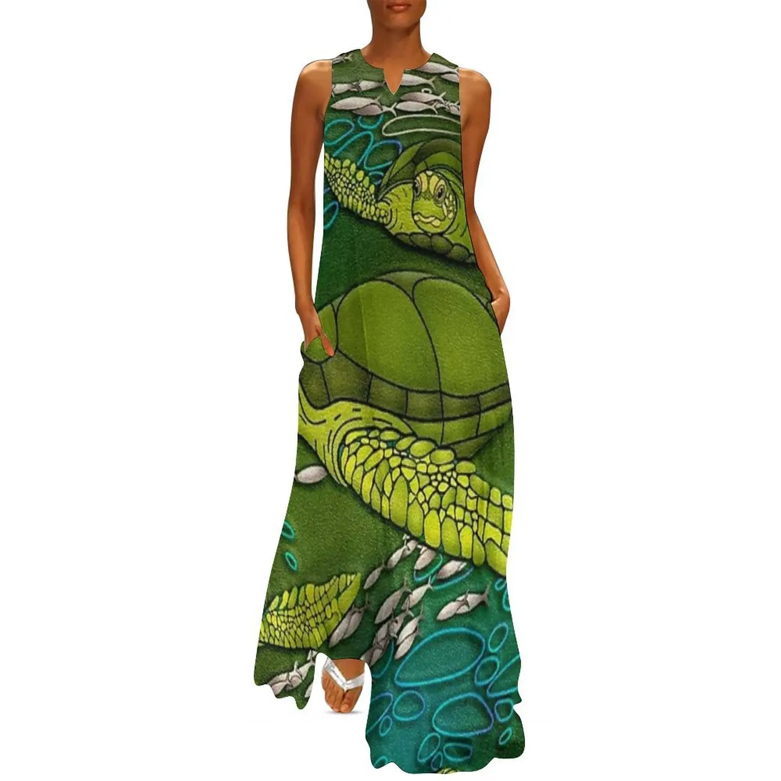 

Sea Turtles Long Dress women evening dress summer dress korean women summer women's suit Party dresses