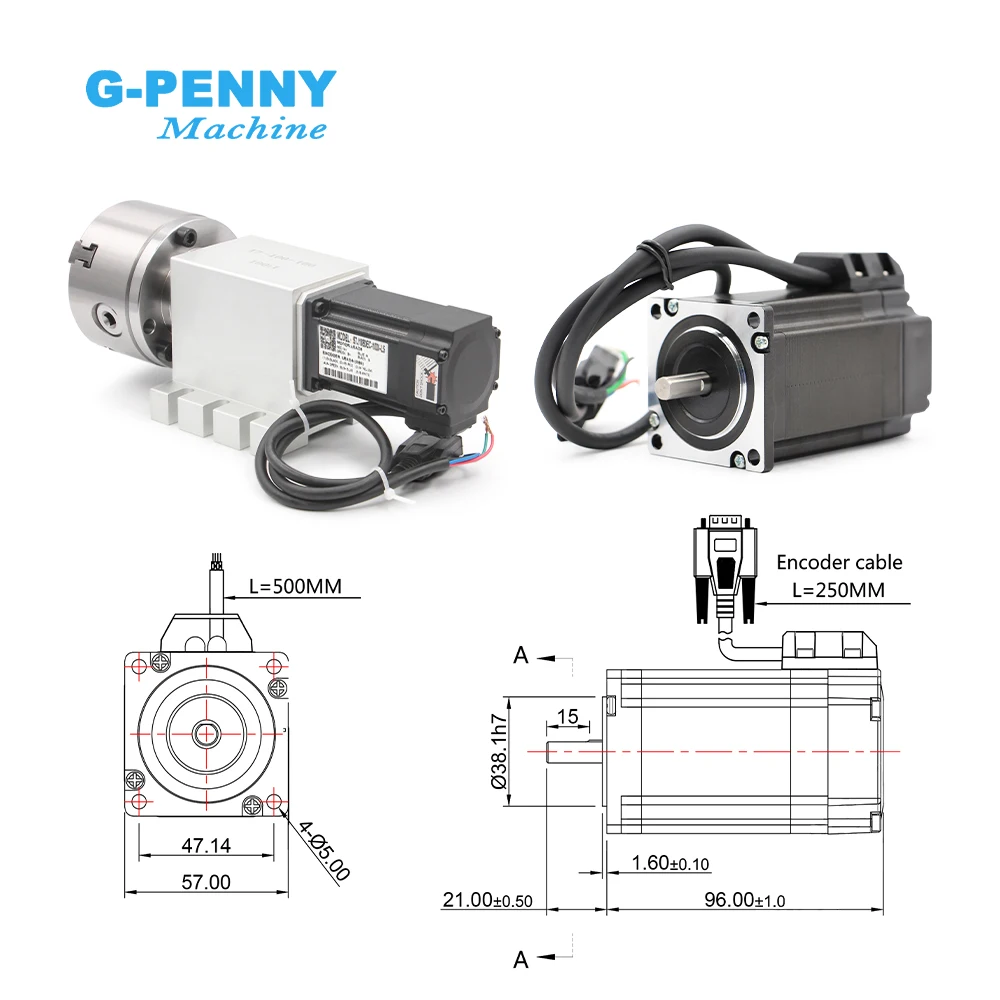 4th Axis 3/4Jaw 2N.m 80/100mm CNC Dividing Head/Rotation Axis/A Axis 2N.m Closed Loop Stepper Motor & Tailstock Changeable Head