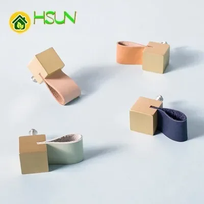 

2 шт., Северная Европа, латунная ручка, шкаф, мебель, чистая медь, кожа, маленькая ручка, лаконичный дизайн, блок-ручка