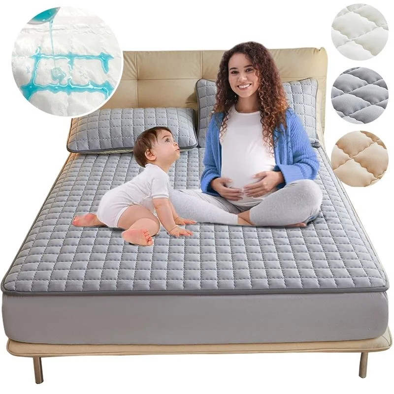 

Waterproof Mattress Pad Thickened Cotton Absorbent Pad Cover,Quilted Mattress Protector,Noiseless Soft Skin Friendly &Breathable