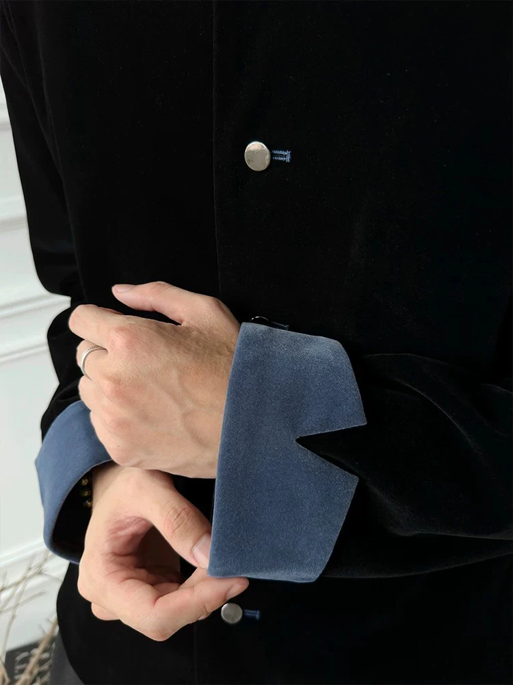 

Bla New Chinese Sle Men's Suit Jaet Haome Stand Collar Coat Youthful Faionable Autumn Winter Outerwear