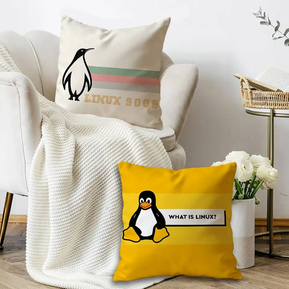 Linux Operating System Tux Penguin Pillow Gifts Home Office Furnishings Bedroom Sofa Car Cushion Cover case 45x45cm