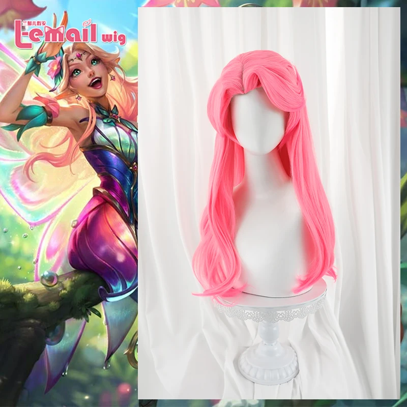 

Парик L-email Синтетические волосы Game LOL Faerie Court Lux Косплей Парик 60 см Длинный розовый цвет Женские парики для косплея Термостойкие волосы