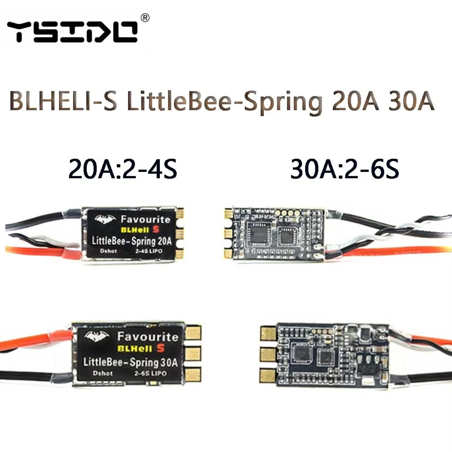 RC ESC LITTLEBEE BLHeli-s SPRING 20A 2-4S 30A 2-6S Brushless ESC Supports Mulitshot DSHOT Oneshot42 OneShot125 Multicopter