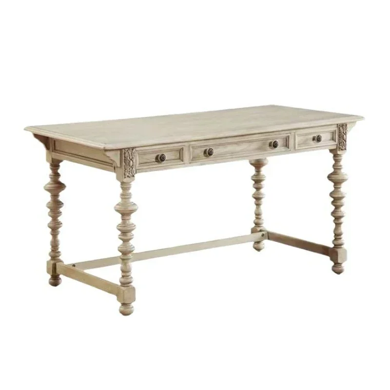 

Стол из массива дерева в ретро-стиле с резьбой, письменный стол, европейский компьютерный стол