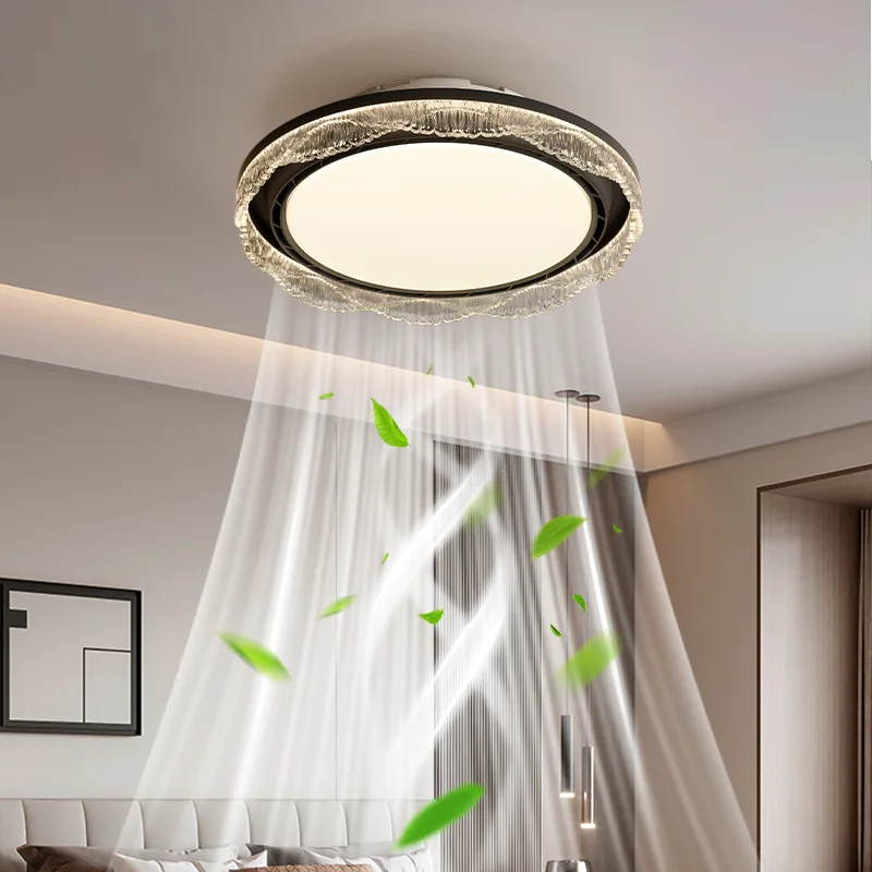 Modern Ceiling Fans With Lights For Bedroom Living Study Room Round Bladeless Ceiling Fan With Light And Remote