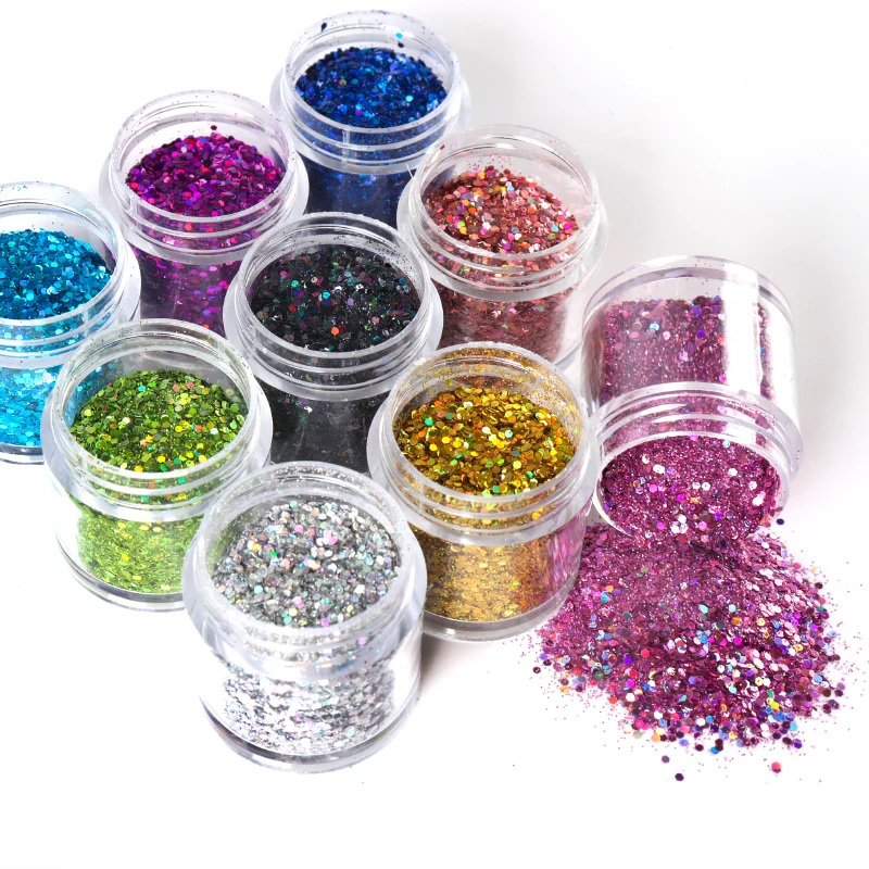 10ml Holographic Glitter Flakes Epoxy Resin Shaker Fillers Slime Fillings DIY Crafts Shiny Mermaid Sequins Nail Art Decorations